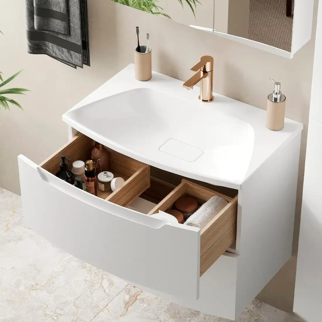 Belux Тумба под умывальник Ганновер НП 70-02 (1, белый глянец) – фото товара