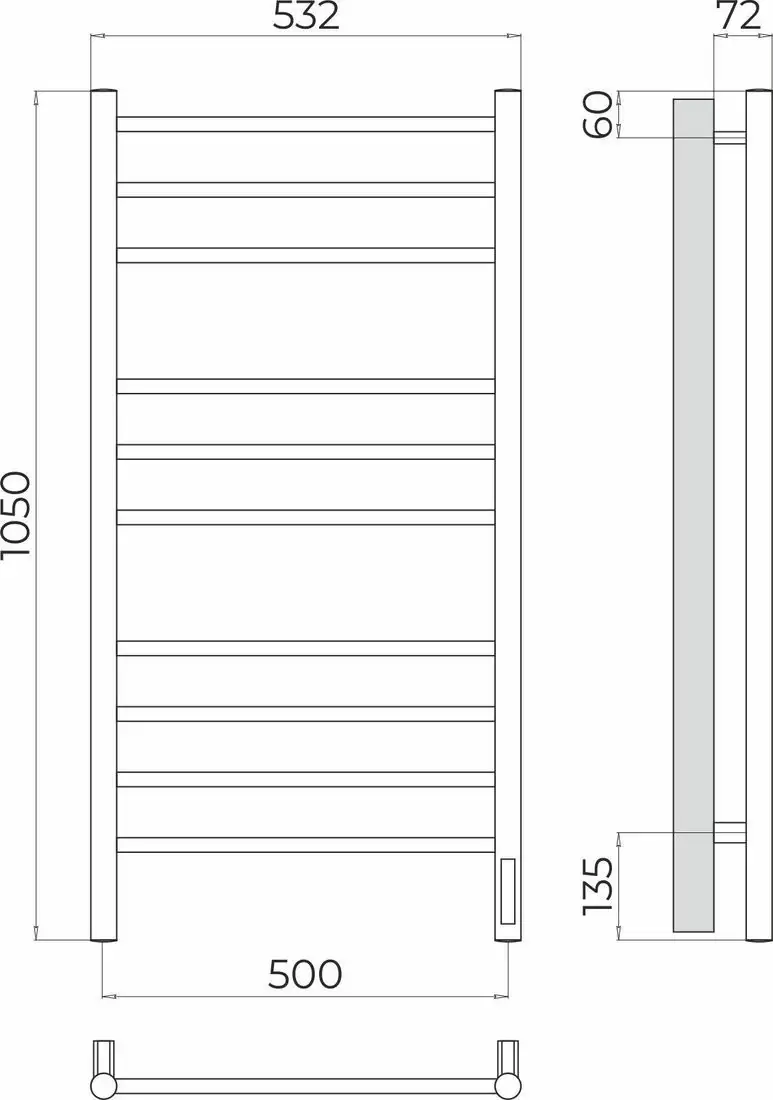 Полотенцесушитель TERMINUS Аврора П10 500x1050 (quick touch) - фото товара