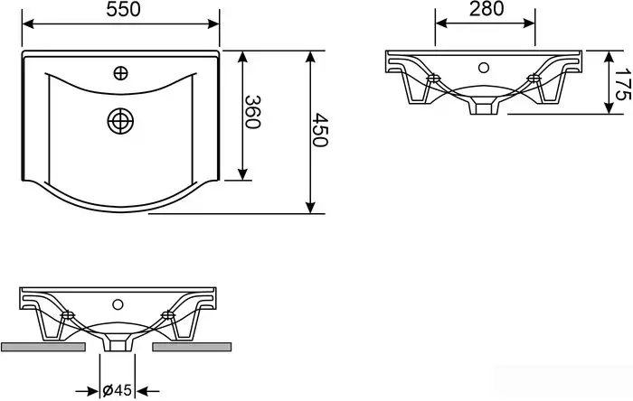 Умывальник Wellsee Bisou 151203001, 2 в 1 - фото товара