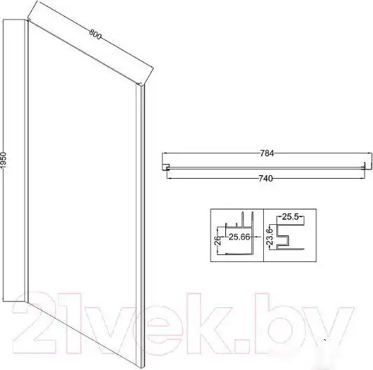 Душевая стенка Niagara Nova NG-A80GR-34 80х195 (графит/прозрачное стекло) - фото товара