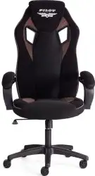 Игровое (геймерское) кресло TetChair Pilot флок/ткань (черный/черный/коричневый)
