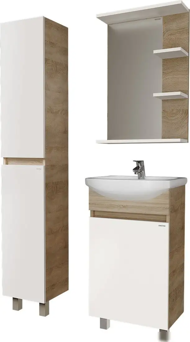Grossman Тумба под умывальник Поло 50 105004-1 (дуб сонома/белый) – фото товара