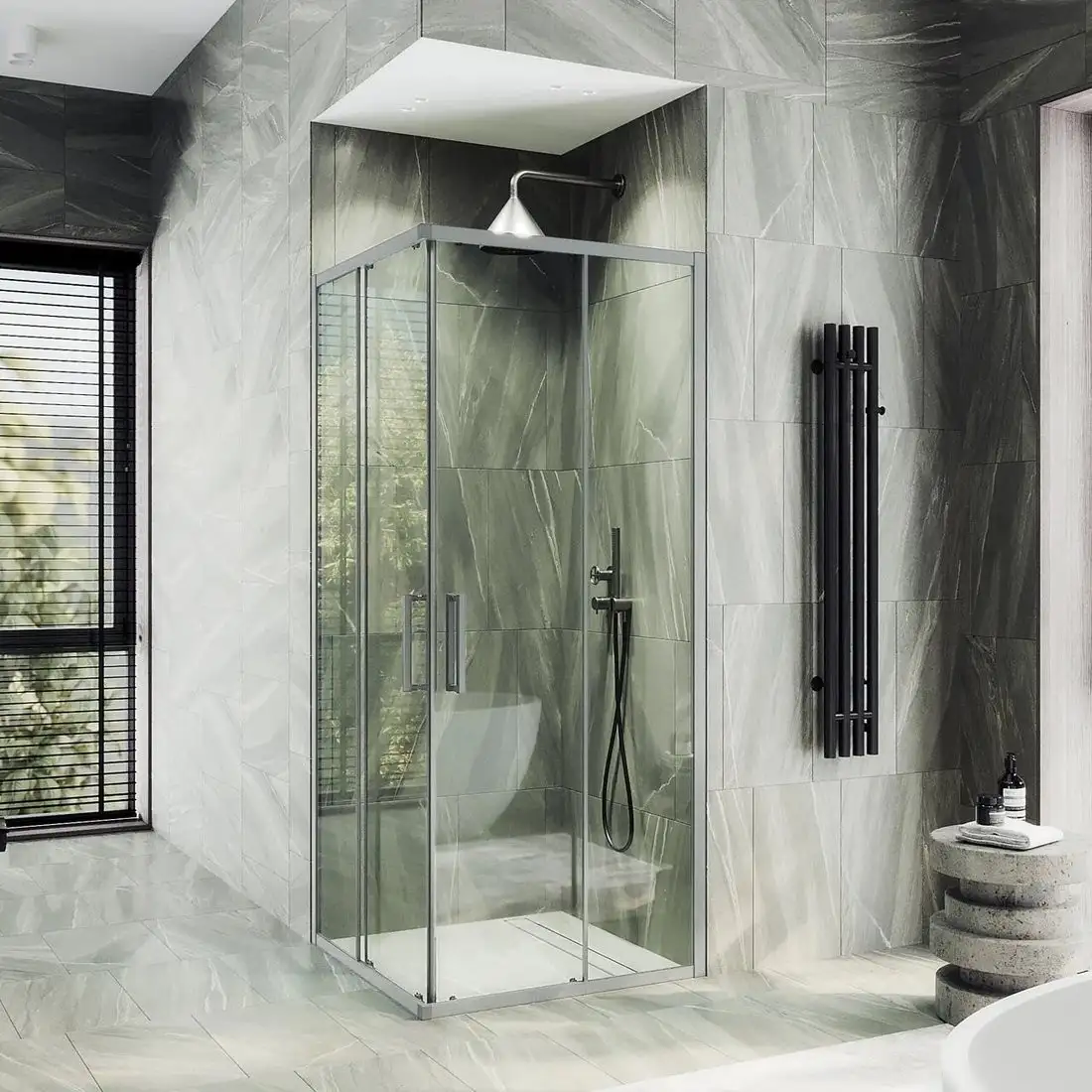 Душевой уголок MaybahGlass MGY-1323-5 (бесцветное стекло/хром матовый) - фото товара