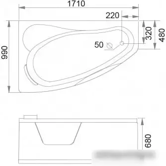 Ванна Gemy G9046 II B R 171x99 (с гидромассажем) - фото товара