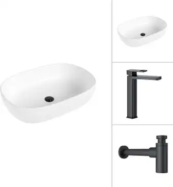 Умывальник Lauter 21836 + Cascade 21СК0655BS с сифоном 21635B (черный матовый) - изображение в каталоге