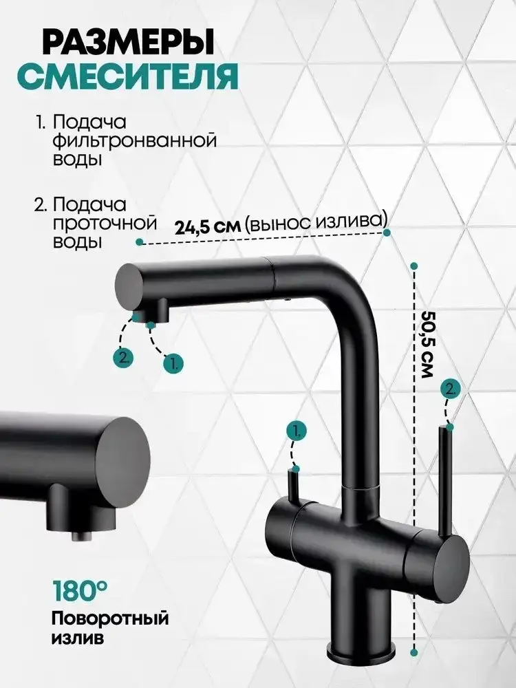 Смеситель Grocenberg GB4097 (черный матовый) - фото товара
