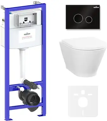 Унитаз Lavinia Boho Relfix Elegant Rimless 6 в 1 87561070 (черное стекло) - изображение в каталоге