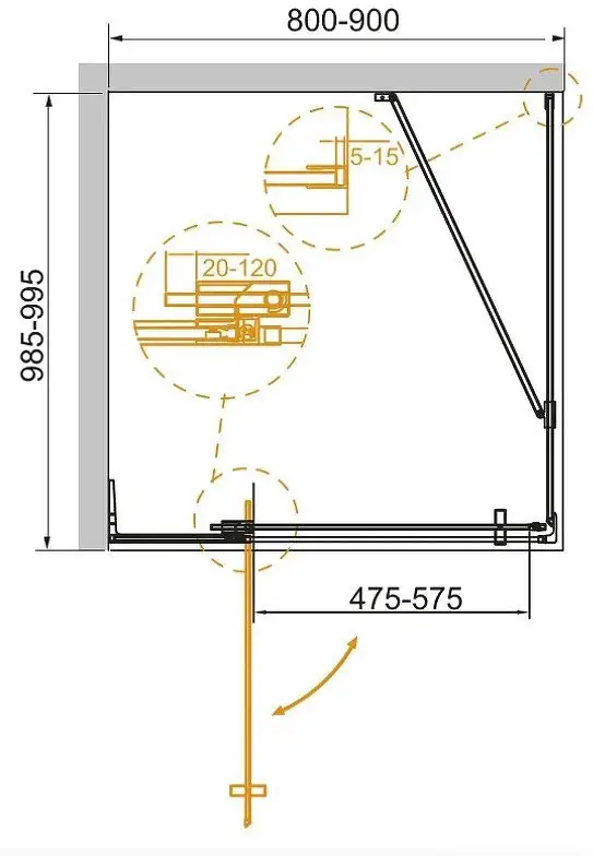 Душевой уголок Cezares SLIDER-AH-1-100-80/90-C-BORO - фото товара