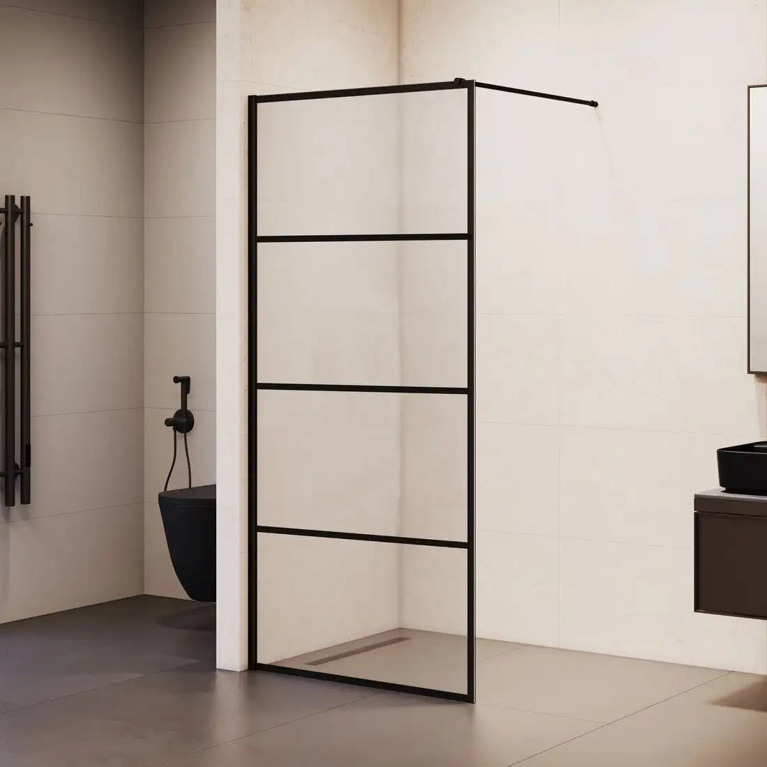 Душевая стенка RGW WA-019B 351001970-84 (черный/прозрачное стекло) - фото товара