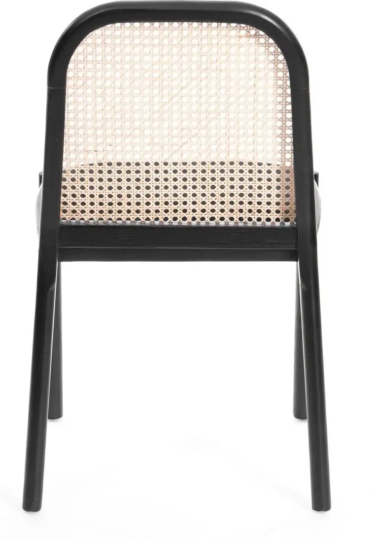 Стул TetChair Freya дерево вяз/ротанг (черный/черный лен)