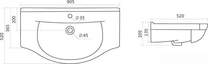 Умывальник Santek Эльбрус-90 90.5x52 [1.WH11.0.790] - фото товара