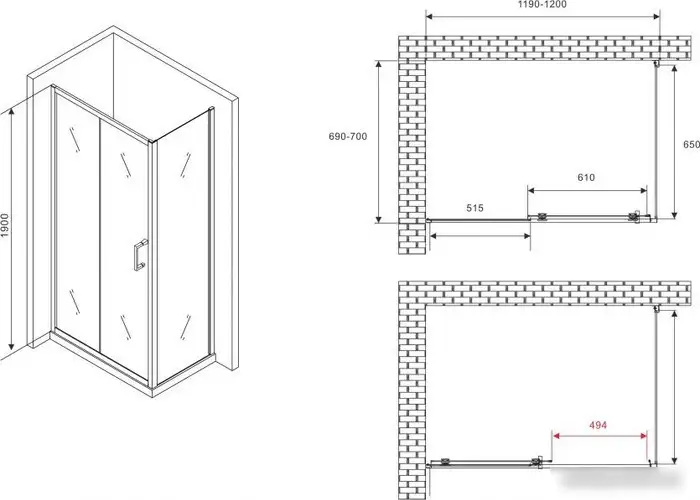 Душевой уголок Abber Schwarzer Diamant AG30120B5-S70B5 - фото товара