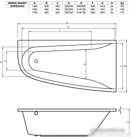 Ванна Vayer Boomerang 150x90 - фото товара