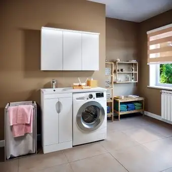 Runo Тумба с умывальником Runo Лира 45 + Гамма 105 лайт с правым крылом (напольная, белый) – изображение в каталоге