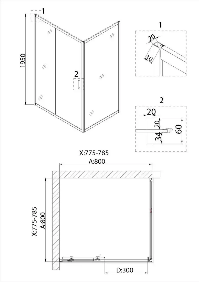 Душевой уголок Niagara NG-62-8A-A80 80x80x195 - фото товара