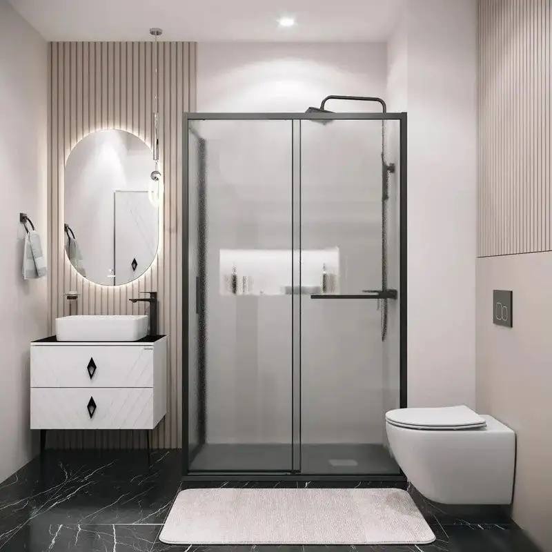 Душевая стенка Grossman Style 80x195 200.K33.05.80.21.02 (черный матовый/стекло шиншилла) - фото товара