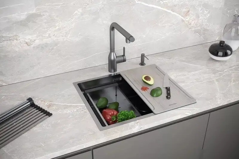 Кухонная мойка Paulmark Next-Pro 54 Uni PM705445-GM (черный/вороненая сталь) - фото товара