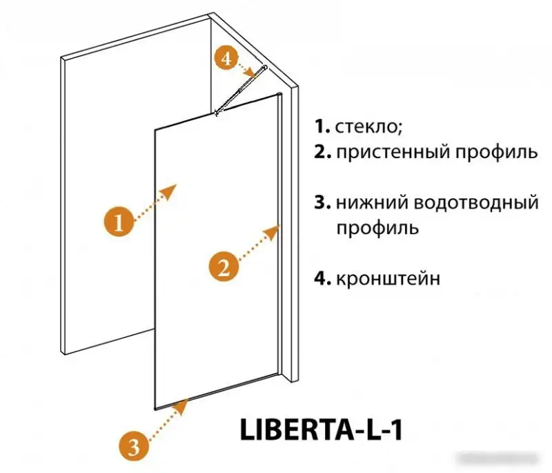 Душевая стенка Cezares LIBERTA-L-1-TB-100-BR-NERO - фото товара
