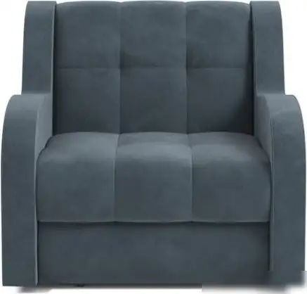 Кресло-кровать Мебель-АРС Барон НПБ (велюр, серый/синий HB-178/26) – фото товара