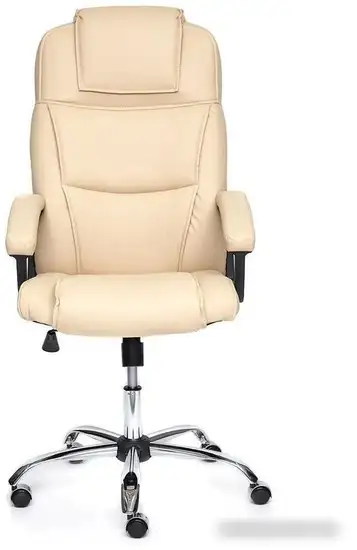 Офисное кресло TetChair Bergamo хром/кожзам (бежевый) – фото товара