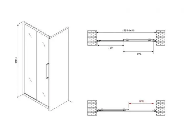 Душевая дверь Abber Schwarzer Diamant AG30160BH - фото товара