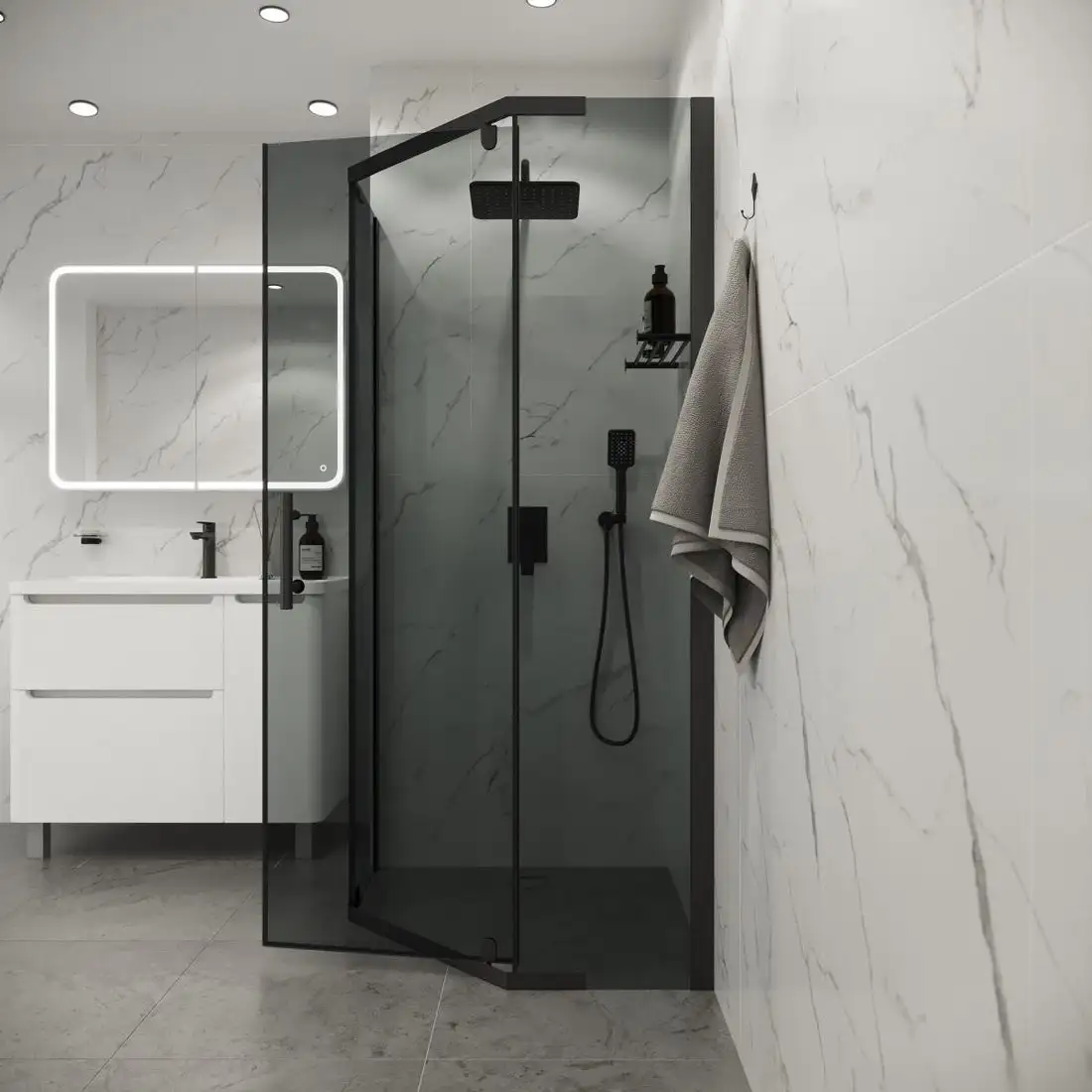 Душевой уголок Niagara Eco NG-1010-14DT 100x100x190 (черный/стекло тонированное) - фото товара