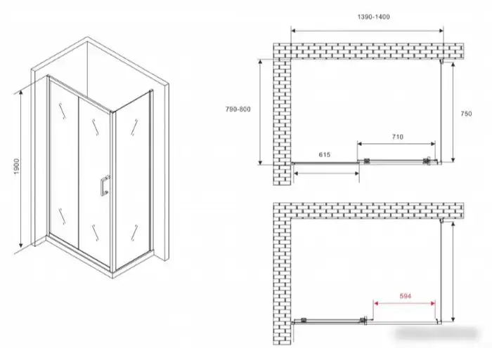 Душевой уголок Abber Schwarzer Diamant AG301405-S805 - фото товара