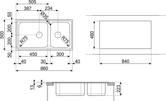 Кухонная мойка Smeg LGR862-2 - фото товара