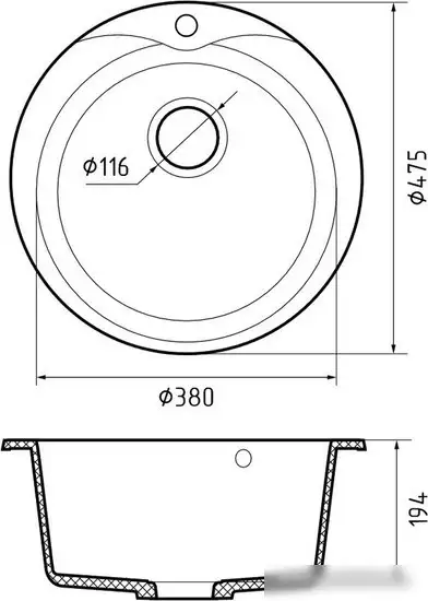 Кухонная мойка GranFest Rondo GF-R480 (кашемир) - фото товара