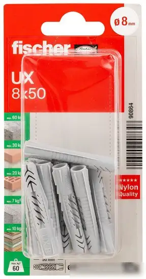 Дюбель универсальный Fischer UX 8X50 K NV 90864 (10 шт) – фото товара