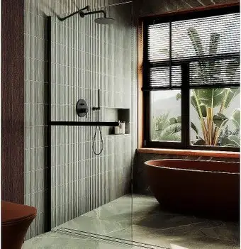 Душевая стенка MaybahGlass 99x195 MGD-1418-6ш (прозрачное стекло/черный) - изображение в каталоге