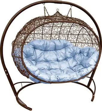 Подвесной диван M-Group Улей 11210209 (коричневый ротанг/серая подушка) – изображение в каталоге