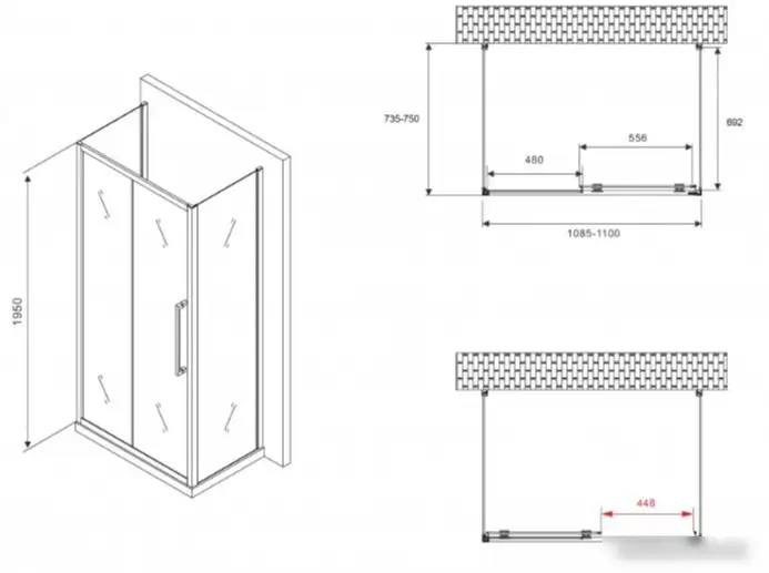 Душевой уголок Abber Schwarzer Diamant AG30110BH-S75B-S75B - фото товара