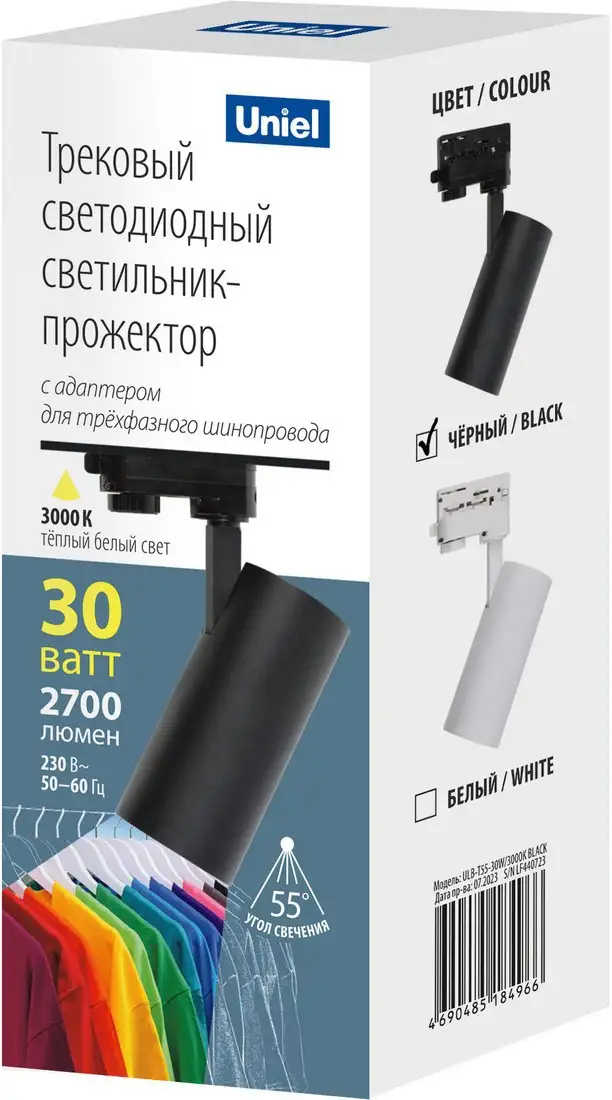 Трековый светильник Uniel ULB-T55-30W/3000K Black UL-00011208 – фото товара
