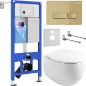 Унитаз подвесной Roxen Egg в комплекте с инсталляцией StounFix Dual Fresh 6 в 1 968085 (кнопка: брашированное золото) - изображение в каталоге