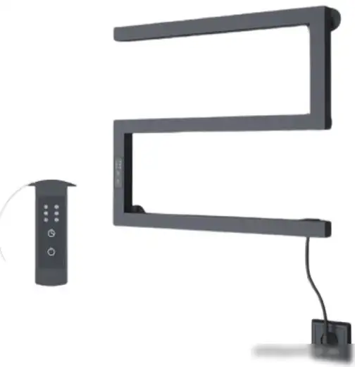 Полотенцесушитель Granula Квадро Снейк 43x50 (терморегулятор, черный матовый) - фото товара