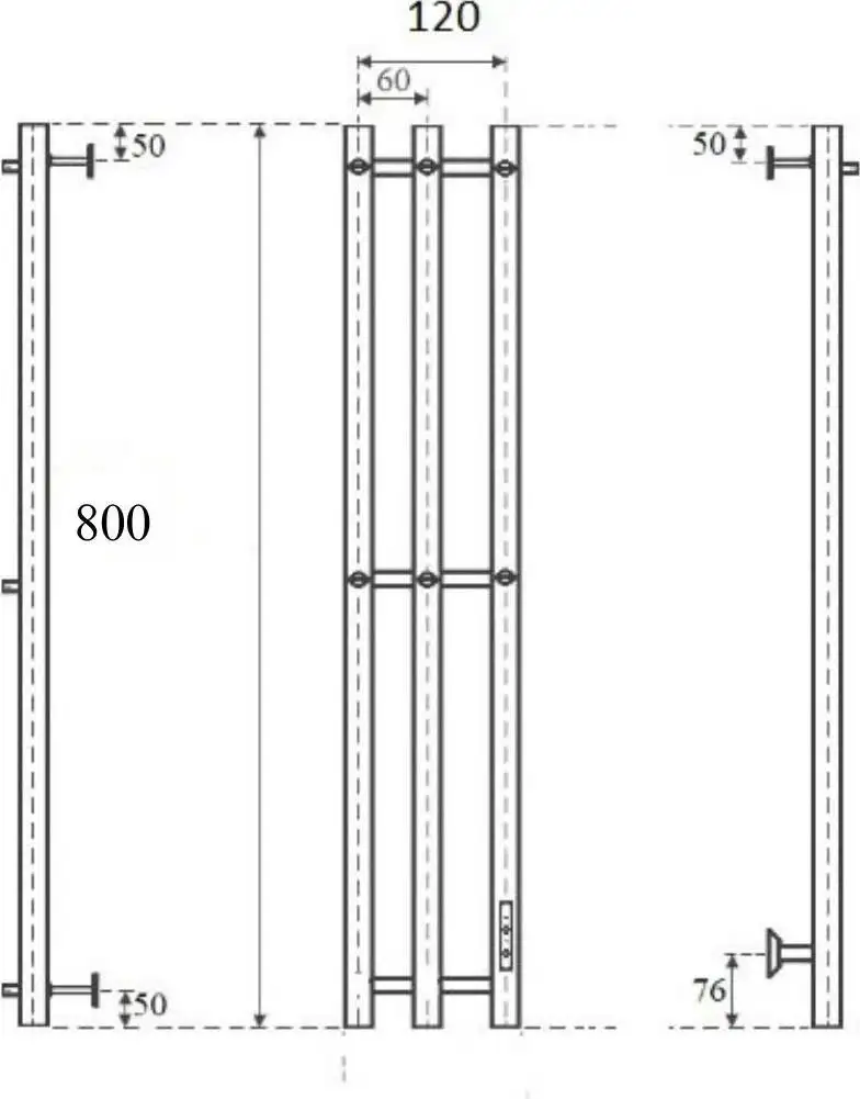 Полотенцесушитель Маргроид Inaro СНШ 80*6*12 скрытого монтажа, таймер справа (6 крючков) - фото товара