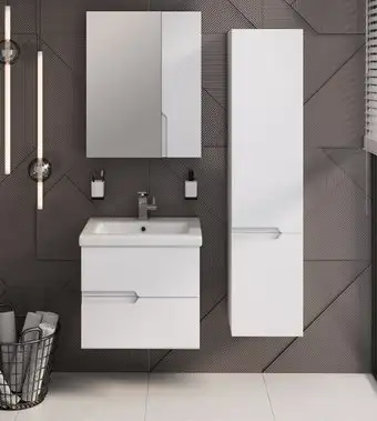 Runo Тумба с умывальником Runo Стокгольм 60 + Como 60 (подвесная) – изображение в каталоге