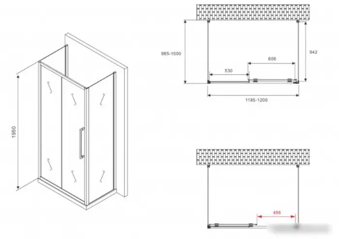 Душевой уголок Abber Schwarzer Diamant AG30120H-S100-S100 - фото товара