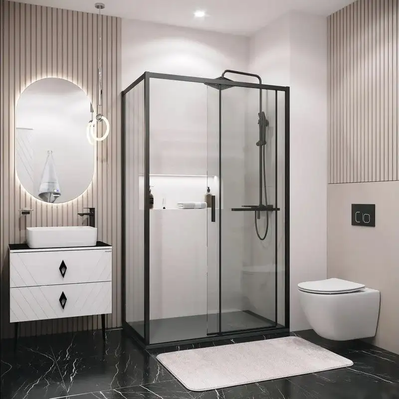 Душевая стенка Grossman Style 80x195 200.K33.05.80.21.00 (черный матовый, стекло прозрачное) - фото товара