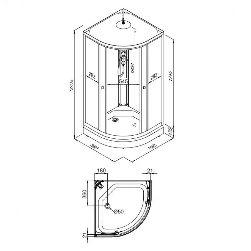 Душевая кабина Maroni Ombra SR88L-GLS-DN4 - фото товара
