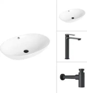 Умывальник Lauter 21709 + Moon 21СК8691BS с сифоном 21635B (черный матовый) - изображение в каталоге