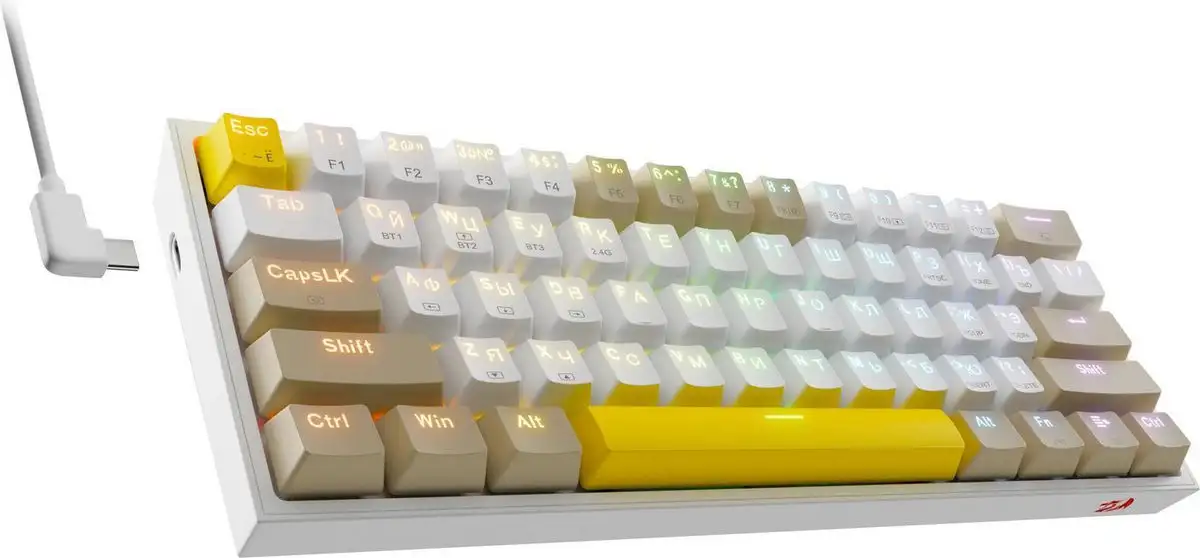 Клавиатура Redragon Fizz Pro (белый/желтый/серый) – фото товара