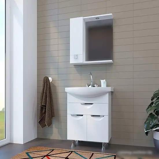 Mixline Шкаф с зеркалом Квадро 55 L 551700 (с подсветкой) – фото товара