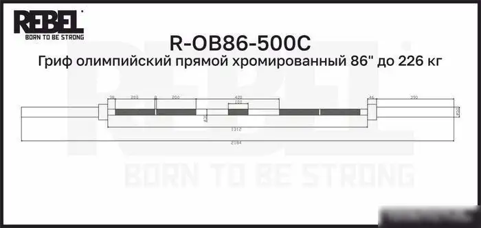 Гриф для штанги Rebel R-OB86-500C – фото товара