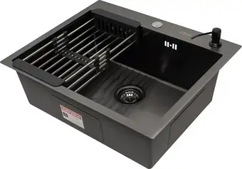 Кухонная мойка ARFEKA AF 600*505, коландер, дозатор Black PVD Nano - изображение в каталоге
