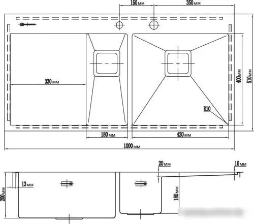 Кухонная мойка Omoikiri Akisame 100-2-LG-L [4993089] - фото товара