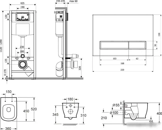 Унитаз Lavinia Boho Relfix Bell Pro Rimless 6 в 1 75110007 (черный/белый стекло) - фото товара