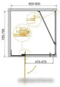 Душевой уголок Cezares SLIDER-AH-1-90-70/80-GRIGIO-NERO - фото товара