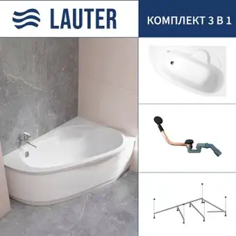 Ванна Lauter Valencia 160x105 2102160R (с каркасом и сифоном 21Y11021 матовый черный) - изображение в каталоге